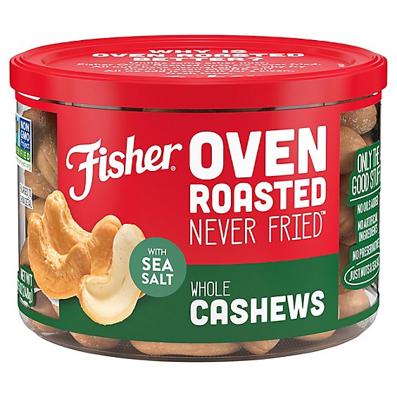 Fisher Cashews Nuts Whole Oven Roasted Never Fried With Sea Salt - 8.75 Oz