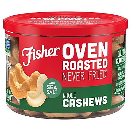 Fisher Cashews Nuts Whole Oven Roasted Never Fried With Sea Salt - 8.75 Oz - Image 1