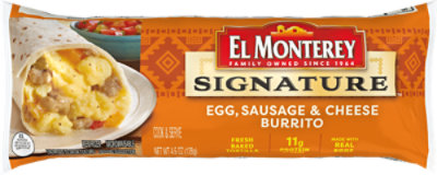 El Monterey Signature Egg Sausage & Cheese Breakfast Burrito - 4.5 Oz - Image 1