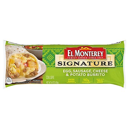 El Monterey Signature Breakfast Burrito Egg Sausage Cheese & Potato - 4.5 Oz - Image 3