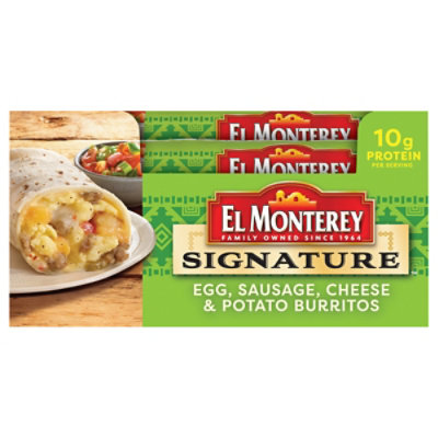 El Monterey Signature Egg Sausage Cheese & Potato Breakfast Burrito - 4.5 Oz - Image 1