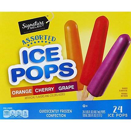 Signature Select Ice Pops Orange Cherry Grape Vrty Pk - 24-1.65 Fl. Oz. - Image 2