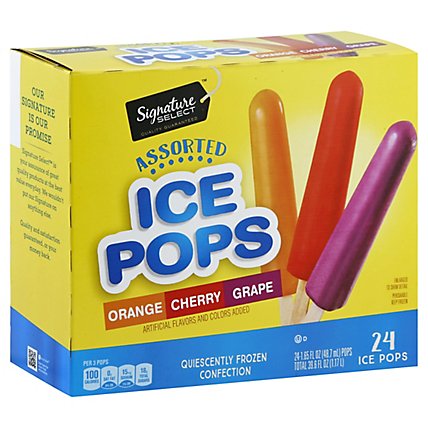 Signature Select Ice Pops Orange Cherry Grape Vrty Pk - 24-1.65 Fl. Oz. - Image 1