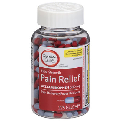 Signature Select/Care Pain Relief PM Gelcap Aceteminophen 500mg Extra Strength Rapid Release - 225 Count - Image 3