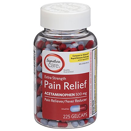 Signature Care Pain Relief PM Gelcap Aceteminophen 500mg Extra Strength Rapid Release - 225 Count - Image 2