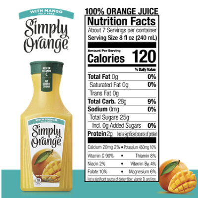 Simply Orange Juice With Mango Pulp Free - 52 Fl. Oz. - Image 4