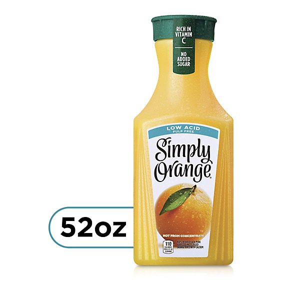 Simply Orange Juice Pulp Free Low Acid - 52 Fl. Oz.