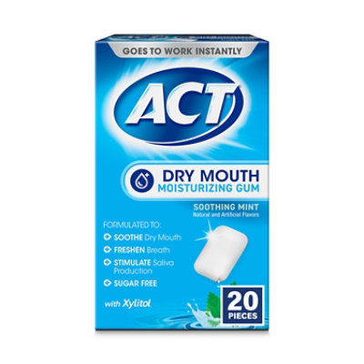ACT Dry Mouth Moisturizing Gum With Xylitol Soothing Mint - 20 Count