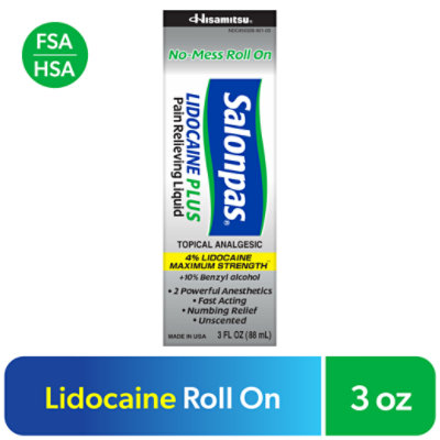Salonpas Lidocaine 4% Plus Roll-On - 3 Oz - Image 1