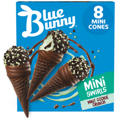 Blue Bunny Mini Swirls Mint Cookie Crunch Cones Frozen Dessert for Summer Pack - 8 Count - Image 2