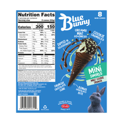 Blue Bunny Mini Swirls Mint Cookie Crunch Cones Frozen Dessert for Summer Pack - 8 Count - Image 3