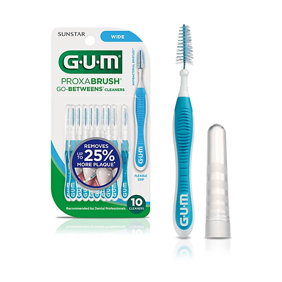 GUM Proxabrush Go Betweens Wide Interdental Brushes Soft Bristled Dental Picks - 10 Count