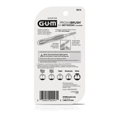 GUM Proxabrush Go Betweens Wide Interdental Brushes Soft Bristled Dental Picks - 10 Count - Image 2