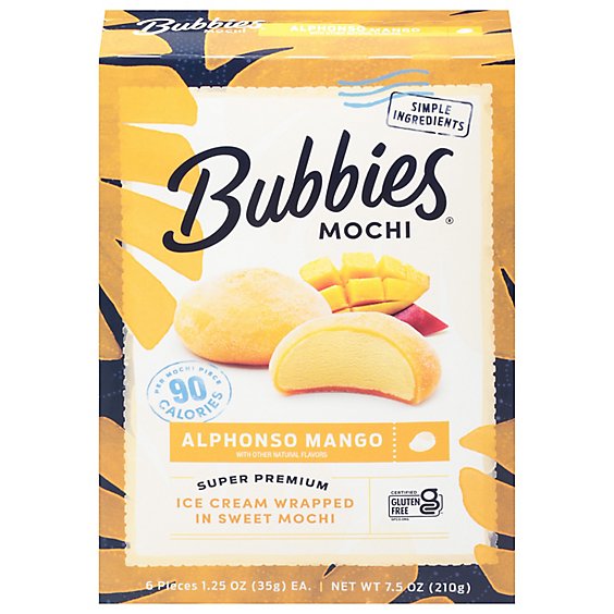 Bubbies Ice Cream Mochi Mango - 7.5 Oz
