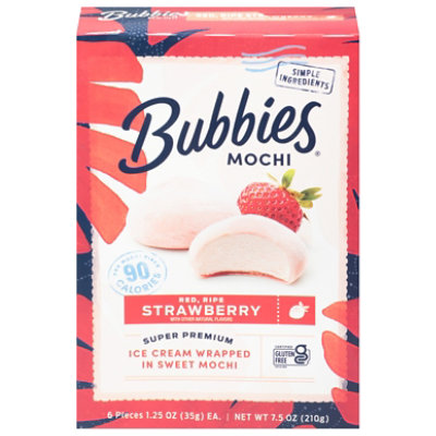 Bubbies Ice Cream Mochi Strawberry - 7.5 Oz
