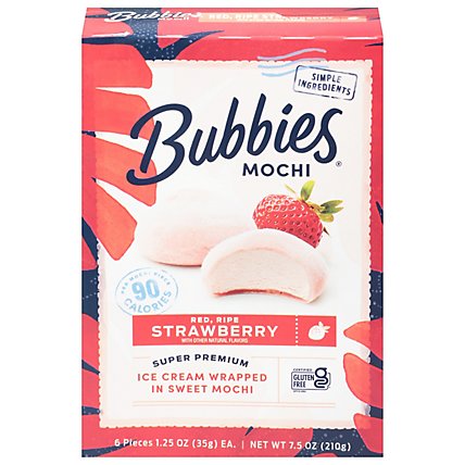 Bubbies Ice Cream Mochi Strawberry - 7.5 Oz - Image 2