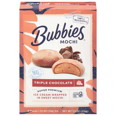 Bubbies Ice Cream Mochi Triple Chocolate - 7.5 Oz