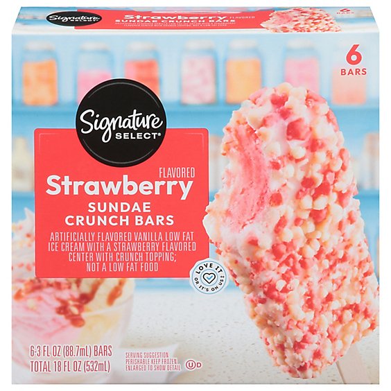 Signature Select Ice Cream Bars Strawberry Flavored Sundae Crunch - 6-3 Fl. Oz.