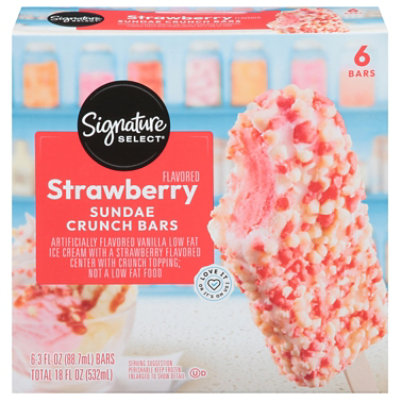Signature SELECT Ice Cream Bars Strawberry Flavored Sundae Crunch - 6-3 Fl. Oz.
