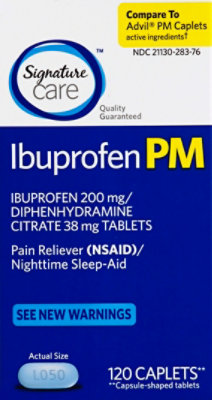 Signature Select/Care Ibuprofen Pain Reliever PM 200mg NSAID Sleep Aid Caplet Blue - 120 Count - Image 2