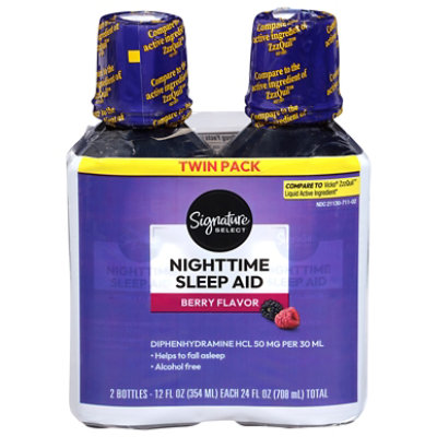 Signature Select/Care Nighttime Sleep Aid Diphenhydramine HCl 50mg Berry - 2-12 Fl. Oz. - Image 4