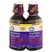 Signature Care Nighttime Sleep Aid Diphenhydramine HCl 50mg Berry - 2-12 Fl. Oz. - Image 1