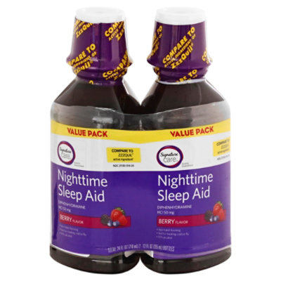 Signature Select/Care Nighttime Sleep Aid Diphenhydramine HCl 50mg Berry - 2-12 Fl. Oz.