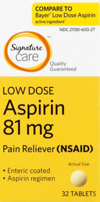 Signature Select/Care Aspirin Pain Relief 81mg NSAID Low Dose Enteric Coated Tablet - 32 Count - Image 2