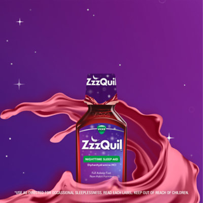 Vicks ZzzQuil Nighttime Sleep Aid Liquid Calming Vanilla Cherry - 12 Fl. Oz. - Image 5