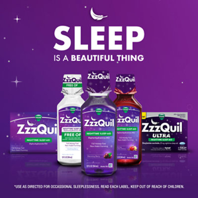 Vicks ZzzQuil Nighttime Sleep Aid Liquid Calming Vanilla Cherry - 12 Fl. Oz. - Image 7