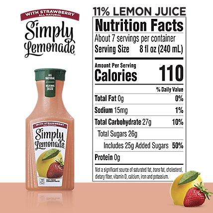 Simply Lemonade Juice All Natural With Strawberry - 52 Fl. Oz. - Image 4