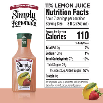 Simply Lemonade Juice All Natural With Strawberry - 52 Fl. Oz. - Image 4