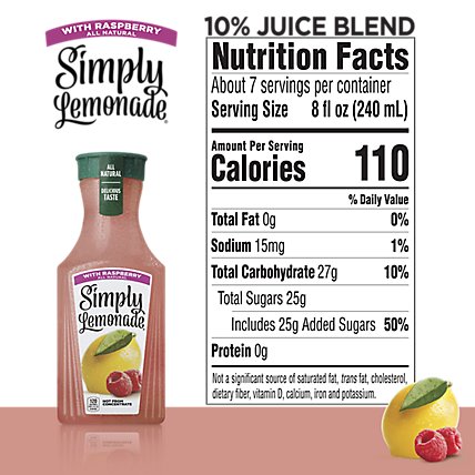 Simply Lemonade Juice All Natural With Raspberry - 52 Fl. Oz. - Image 4