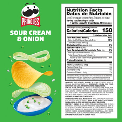 Pringles Potato Crisps Chips Lunch Snacks Sour Cream and Onion - 7.1 Oz - Image 3