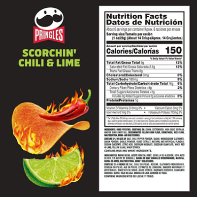 Pringles Scorchin Potato Crisps Chips Chili and Lime Spicy Snacks - 5.5 Oz - Image 8