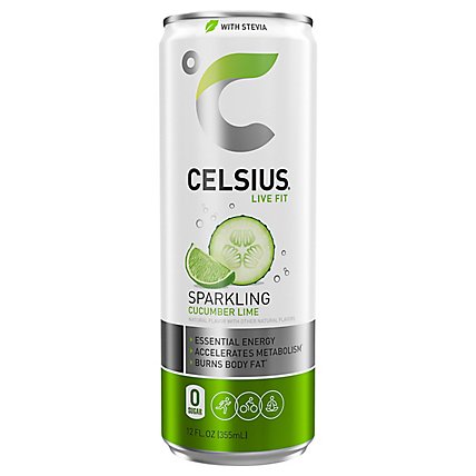 CELSIUS Fitness Drink Naturals Sparkling Cucumber Lime Can - 12 Fl. Oz. - Image 2