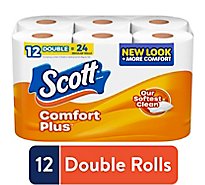 Scott ComfortPlus Toilet Paper Double Rolls 1 Ply Toilet Tissue - 12 Roll