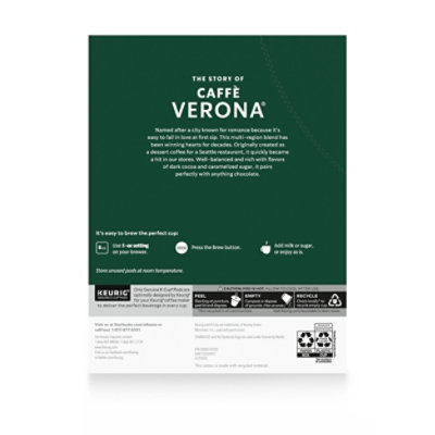 Starbucks Caffe Verona 100% Arabica Dark Roast K Cup Coffee Pods - 32 Count - Image 7