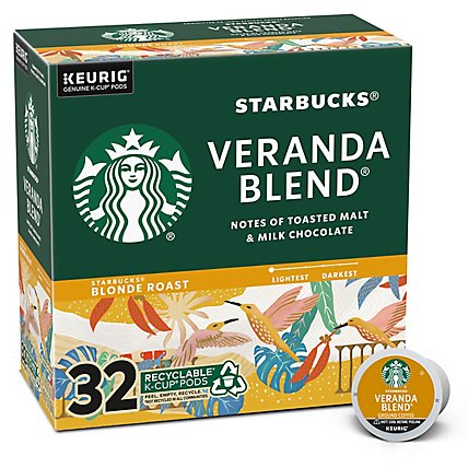 Starbucks Veranda Blend 100% Arabica Blonde Roast K Cup Coffee Pods Box 32 Count - Each - Image 1