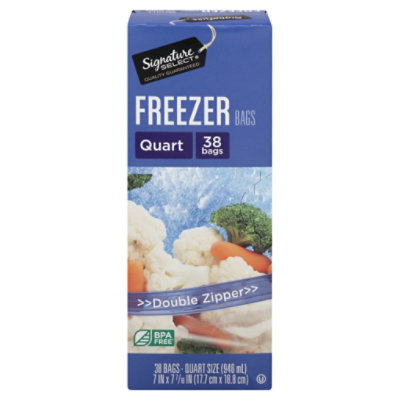 Signature SELECT Bags Freezer Click N Lock Double Zipper Quart - 38 Count - Image 4