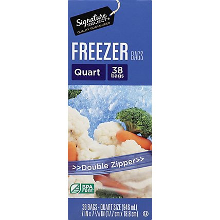 Signature SELECT Bags Freezer Click N Lock Double Zipper Quart - 38 Count - Image 2