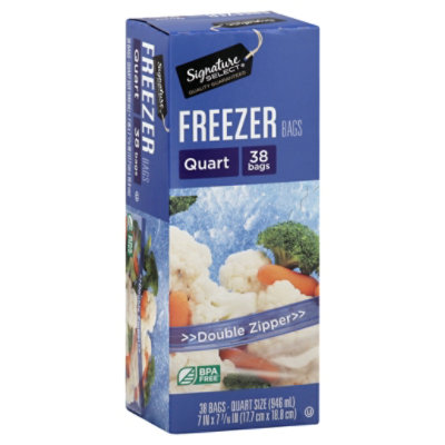 Signature SELECT Bags Freezer Click N Lock Double Zipper Quart - 38 Count - Image 1