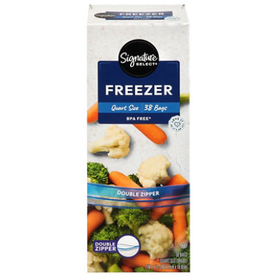 Signature SELECT Bags Freezer Click N Lock Double Zipper Quart - 38 Count