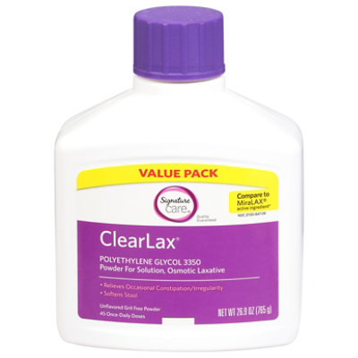  Signature Care ClearLax Powder For Solution Polyethylene Glycol 3350 Osmotic Laxative - 26.9 Oz 