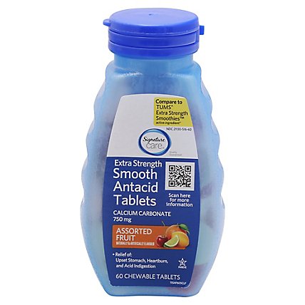 Signature Care Antacid Relief Extra Strength Smooth Assorted Fruit Tablet - 60 Count - Image 3