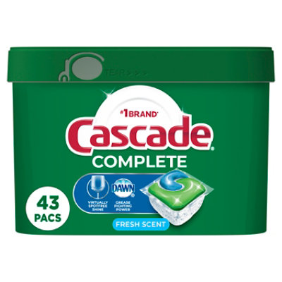 Cascade Complete Dishwasher Detergent Pods ActionPacs Tabs Fresh Scent - 43 Count - Image 1