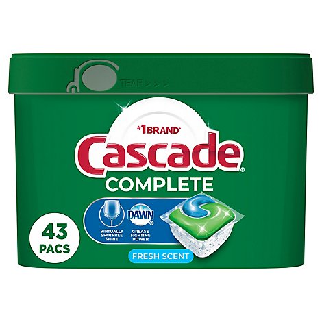 Cascade Complete Dishwasher Detergent Pods ActionPacs Tabs Fresh Scent - 43 Count