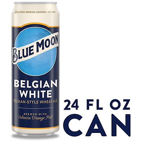 Blue Moon Belgian White Beer Craft Wheat 5.4% ABV In Can - 24 Fl. Oz.