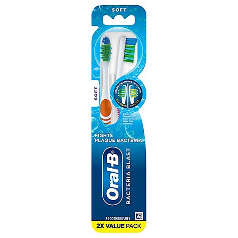 Oral-B Toothbrush Bacteria Blast Soft - 2 Count