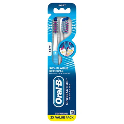 Oral-B CrossAction Toothbrush Deep Reach Manual Soft - 2 Count - Randalls